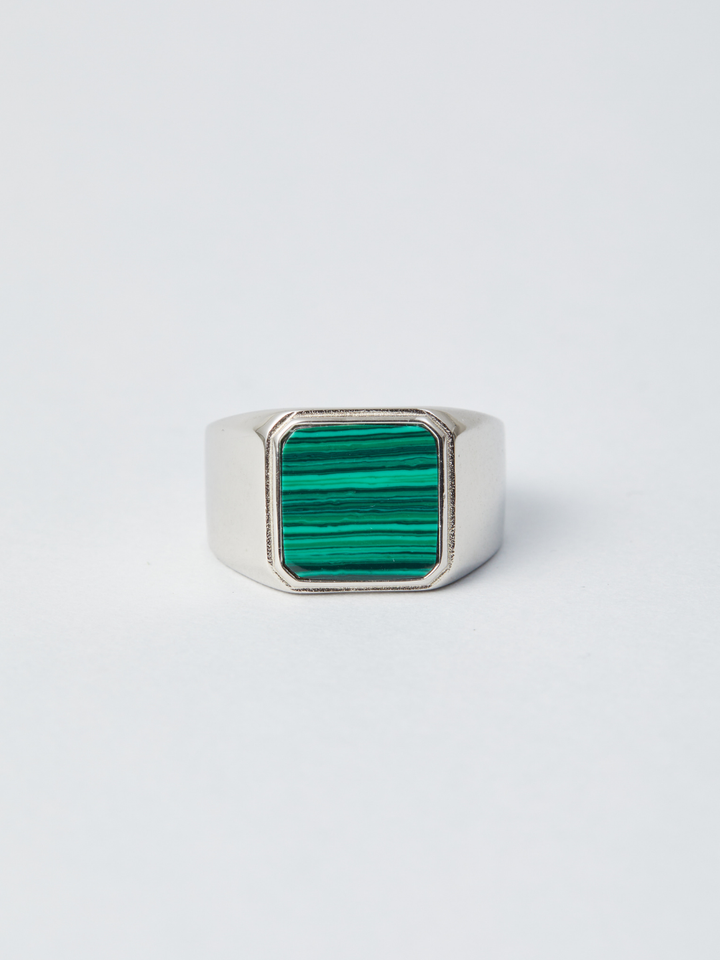 Green Square Silver Ring AR38