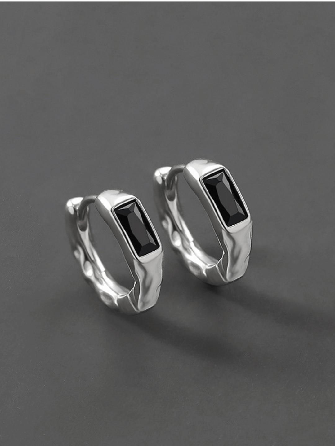 S925 sterling silver black zircon earrings AR124