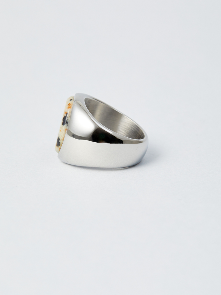 【"F"JewelryProducts】 Stainless Stone Signet Ring SILVER  AR01