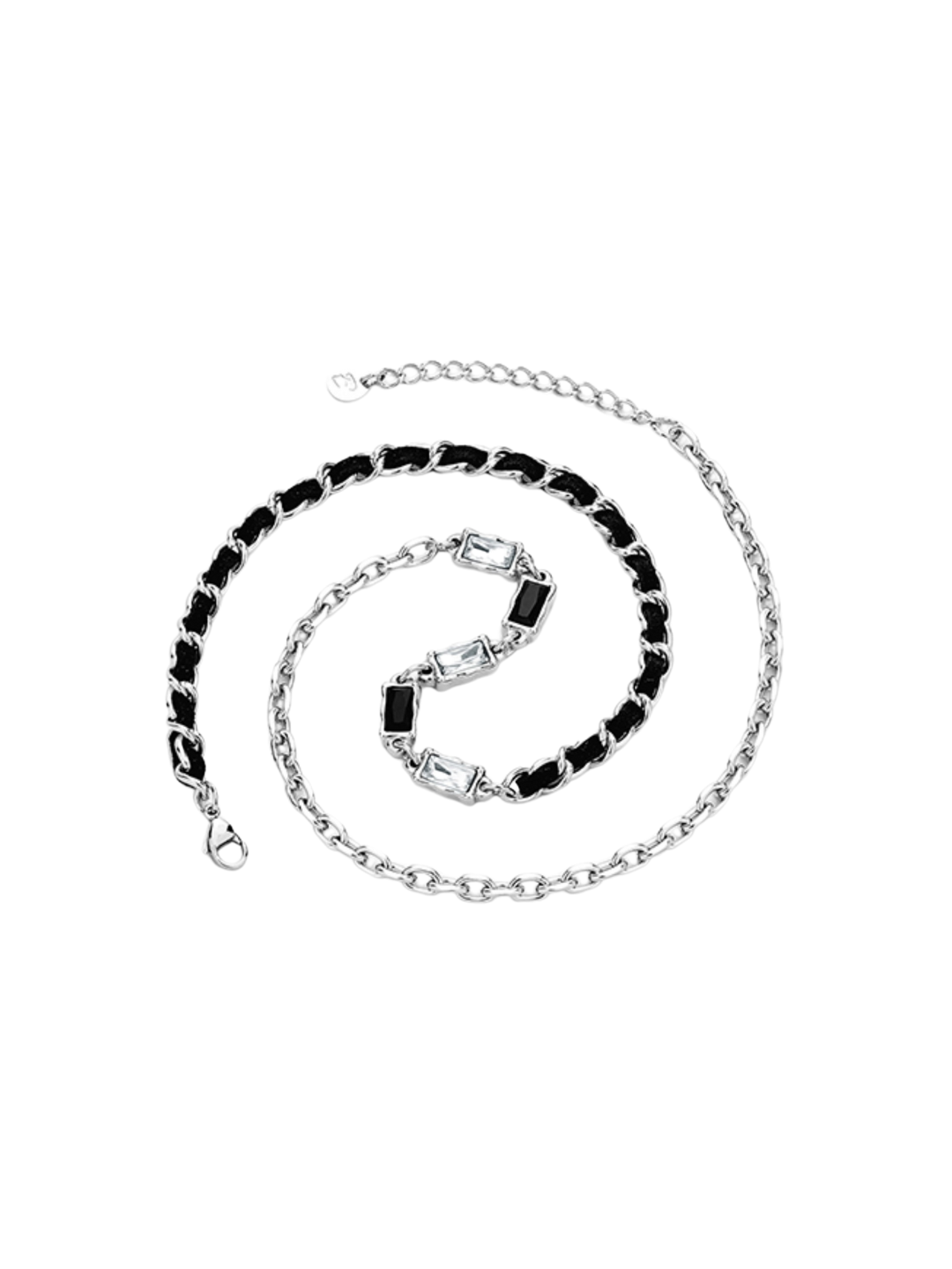 [ENFANTIN] Black and White Zirconia Spliced ​​Necklace AR77