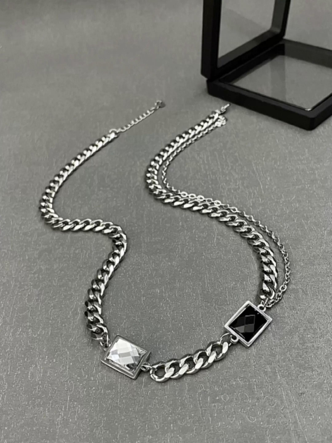 [ZXS] Black and White Titanium Steel Necklace AR99