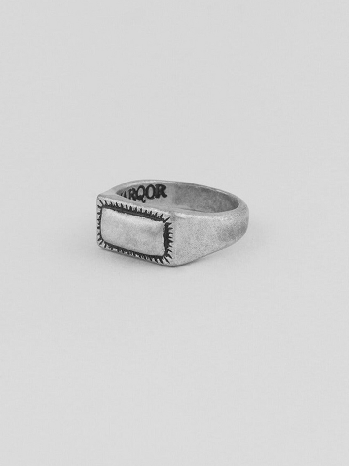 【QUARQOR】Square Seal Ring with Knitted Inlay   AR73