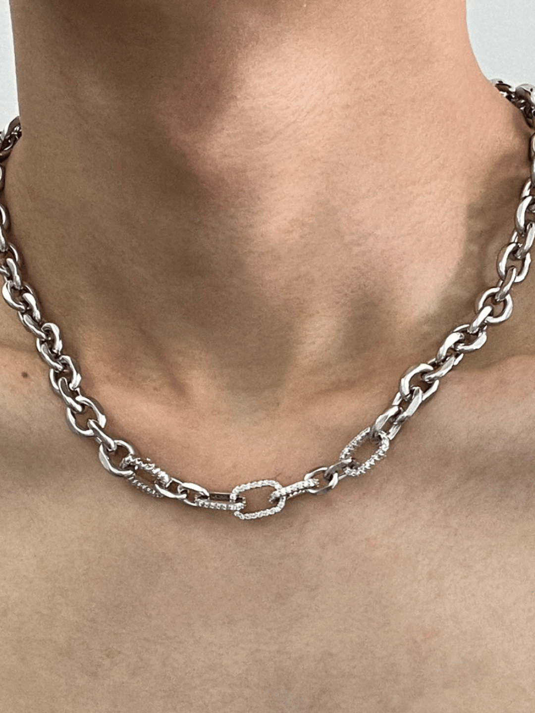 Cubic Zirconia Cuban Titanium Steel Necklace AR61