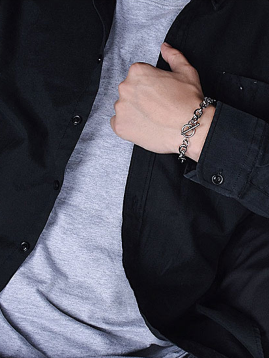 Korean Style O-Shaped Clasp Silver Bracelet AR94