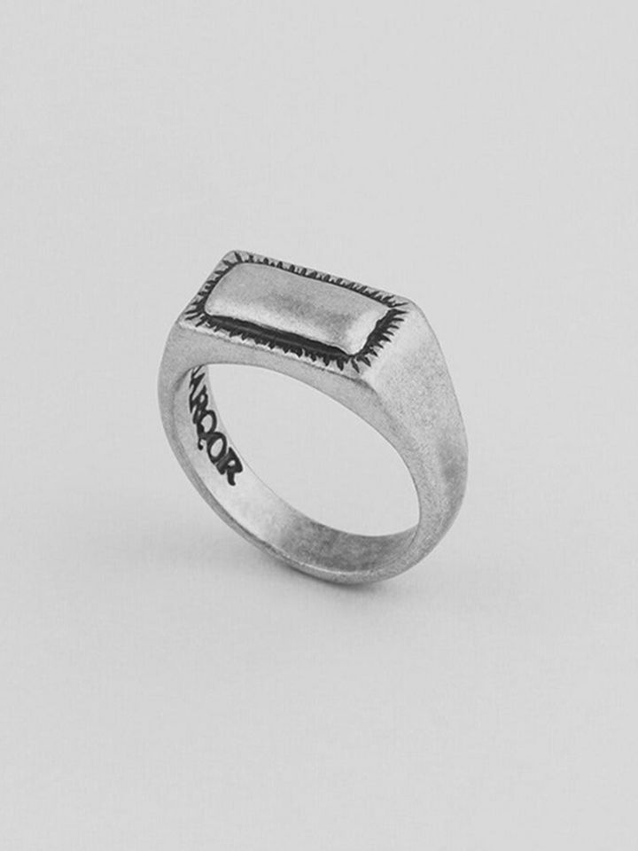 【QUARQOR】Square Seal Ring with Knitted Inlay   AR73