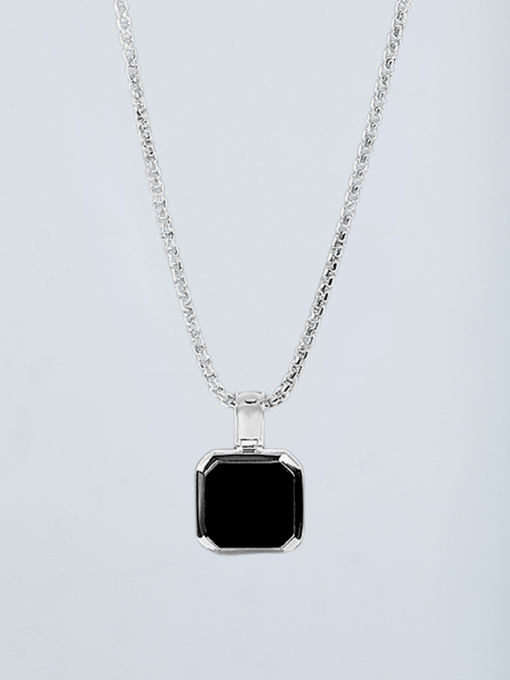 Black Dark Geometric Block Necklace AR66