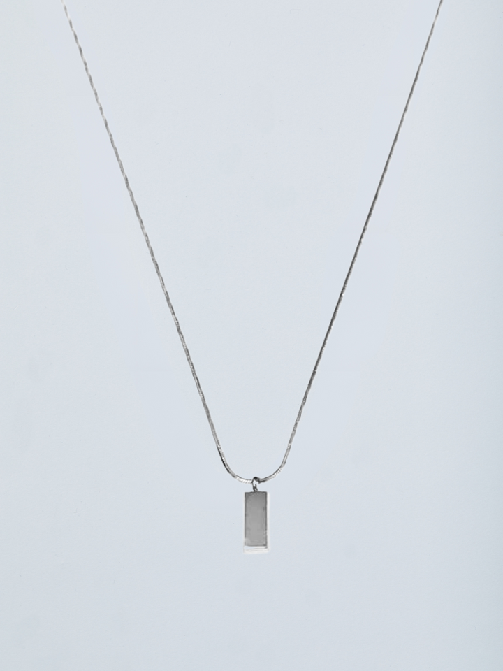 S925 Silver Simple Brick Pendant Necklace AR109