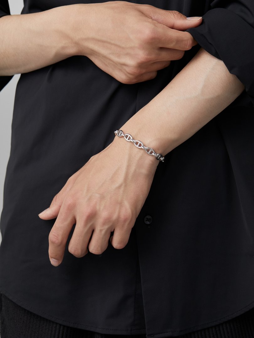 Chain Silver Bracelet AR09 - モデル着用