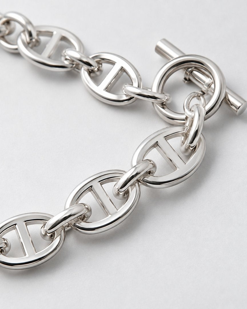 Chain Silver Bracelet AR09 - モデル着用(別角度)