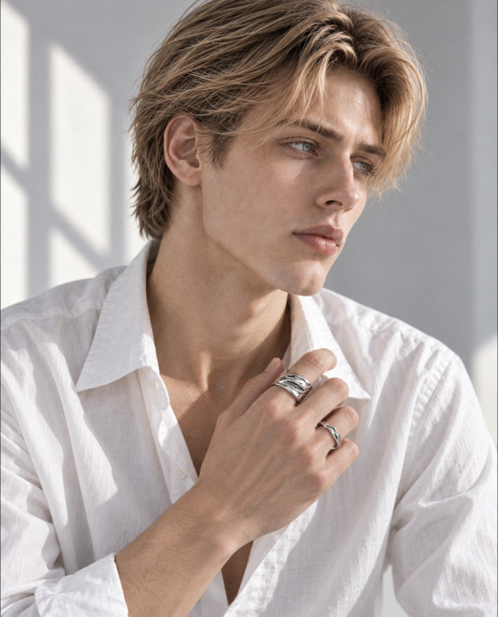 Silver ring set AR198 with white shirt